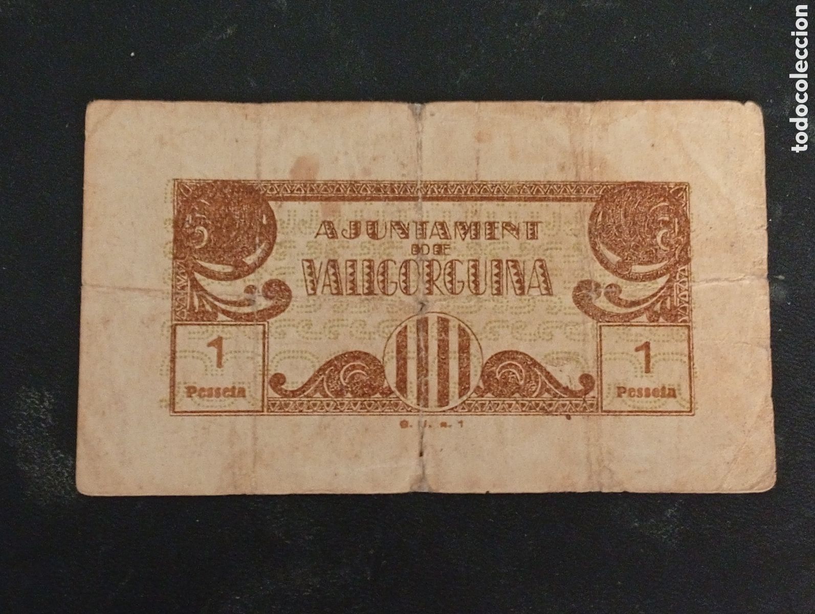 Billetes locales: Billete de 1 peseta Vallgorguina guerra civil 1937 Barcelona