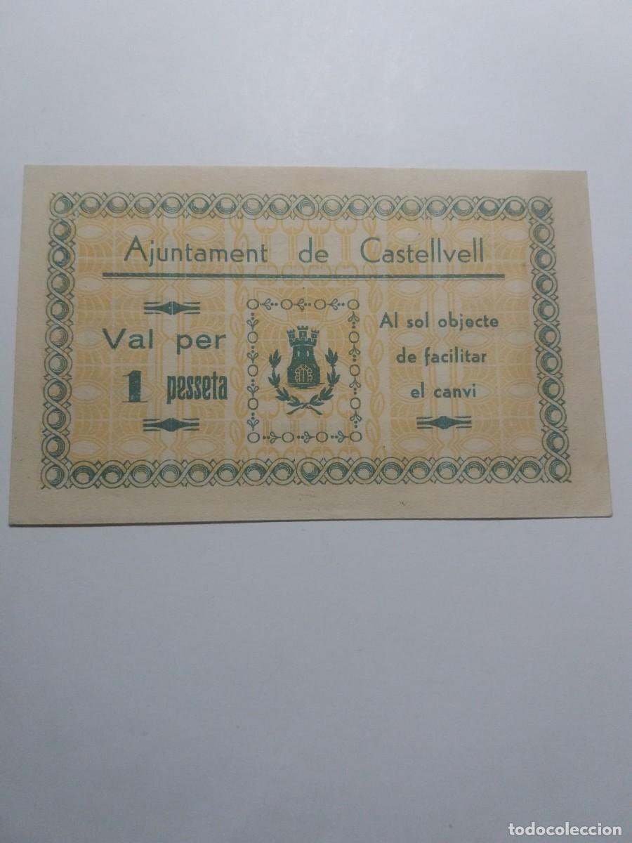 Billetes locales: Billete 1 Pesseta Ajuntament CASTELLVELL Novembre 1937