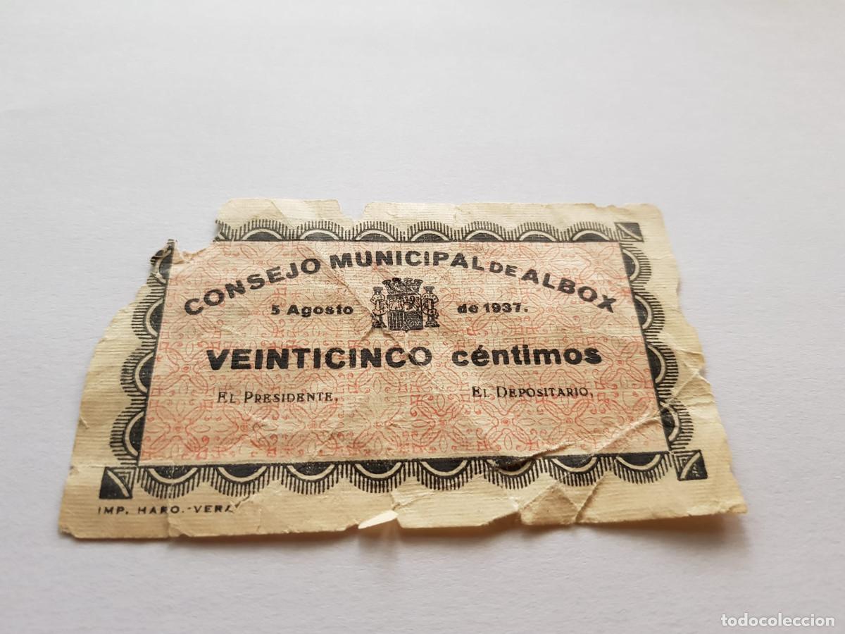 Billetes locales: ESPA&Ntilde;A-CONSEJO MUNICIPAL DE ALBOX-25 CENTIMOS-05 DE AGOSTO DE 1937