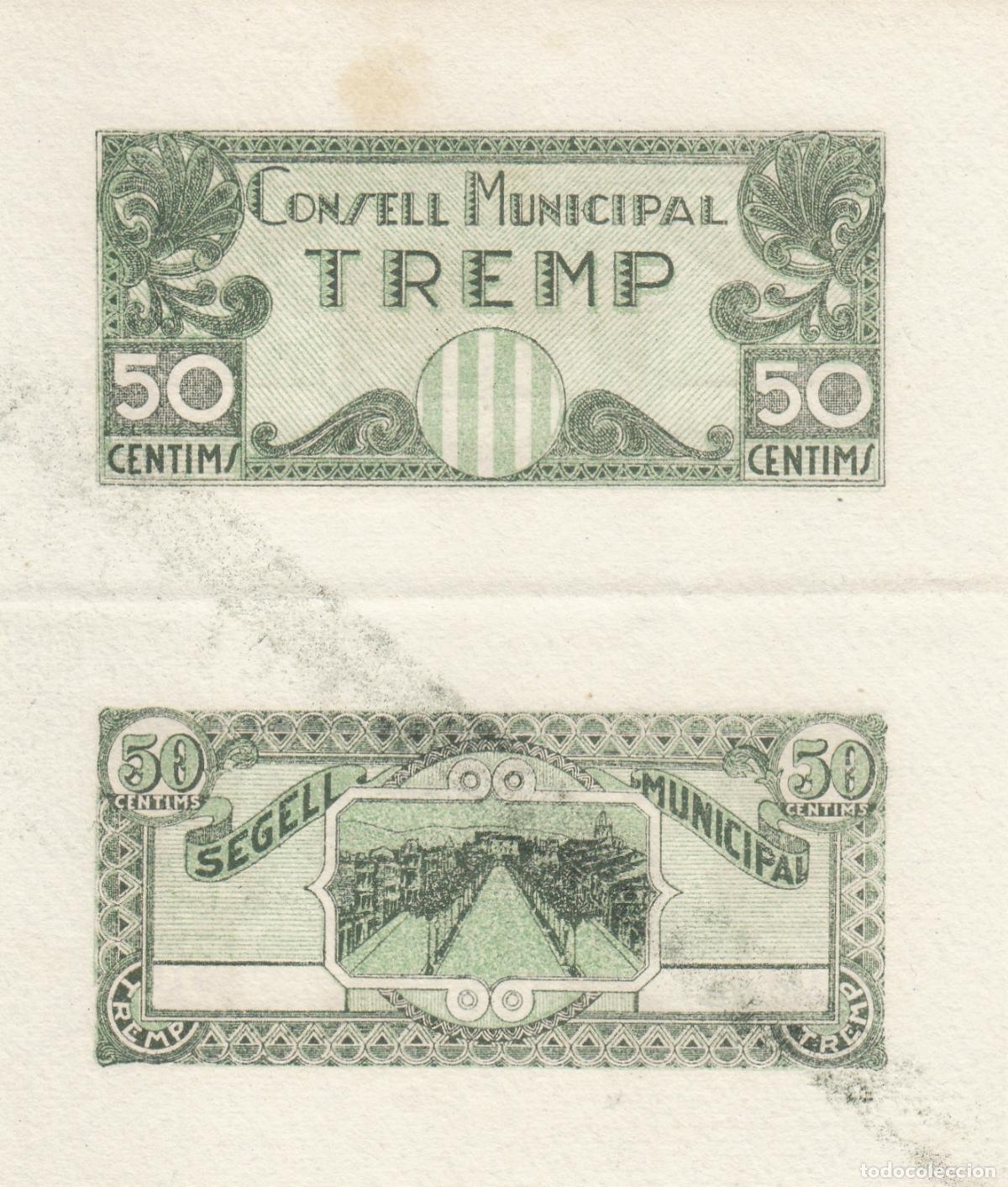 Billetes locales: CRBL0070 PRUEBA 2 BILLETES TREMP 50 CENTIMOS