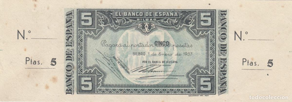 Billetes locales: CRBL0193 BILBAO 5 PESETAS CON MANCHAS SIN CIRCULAR