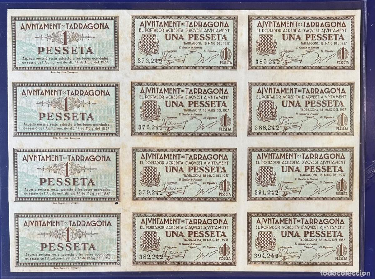 Lokale Banknoten: CRBL0385 UNCUT 12 BILLETES ESPA&Ntilde;A LOCAL TARRAGONA 1 PESETA NUEVO