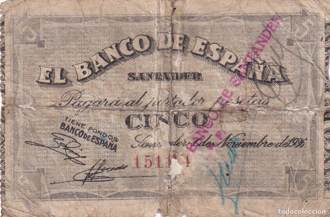 Billetes locales: CRBL0399 BILLETE ESPA&Ntilde;A BILBAO 5 PESETAS 1936 USADO FIXO