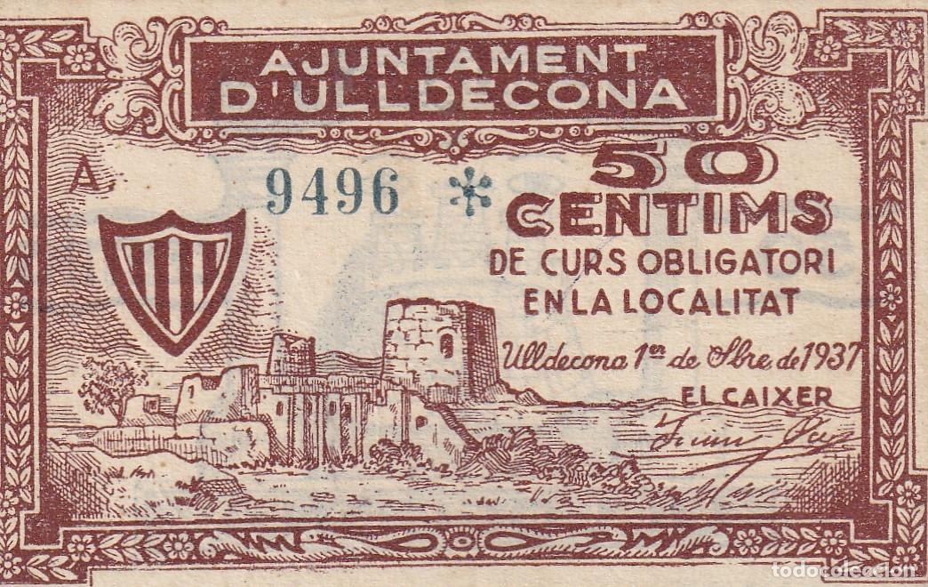 Billetes locales: CRBL0535 BILLETE ESPA&Ntilde;A LOCAL D'ULLDECONA 50 CENTIMOS 1937 SIN SERIE SIN CIRCULAR