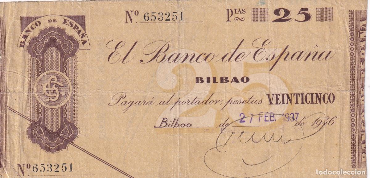Billetes locales: CRBL0589 BILLETE LOCAL ESPA&Ntilde;A BILBAO 25 PESETAS 1936 MBC