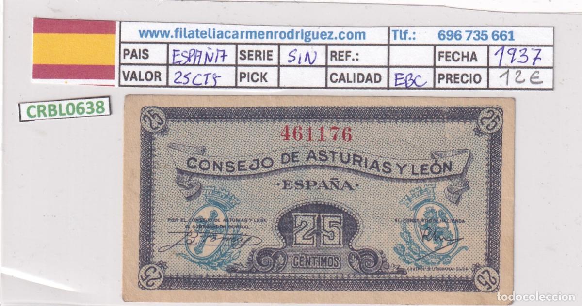 Billetes locales: CRBL0638 BILLETE ESPA&Ntilde;A LOCAL CONSEJO ASTURIAS Y LEON 25 PESETAS 1937 EBC