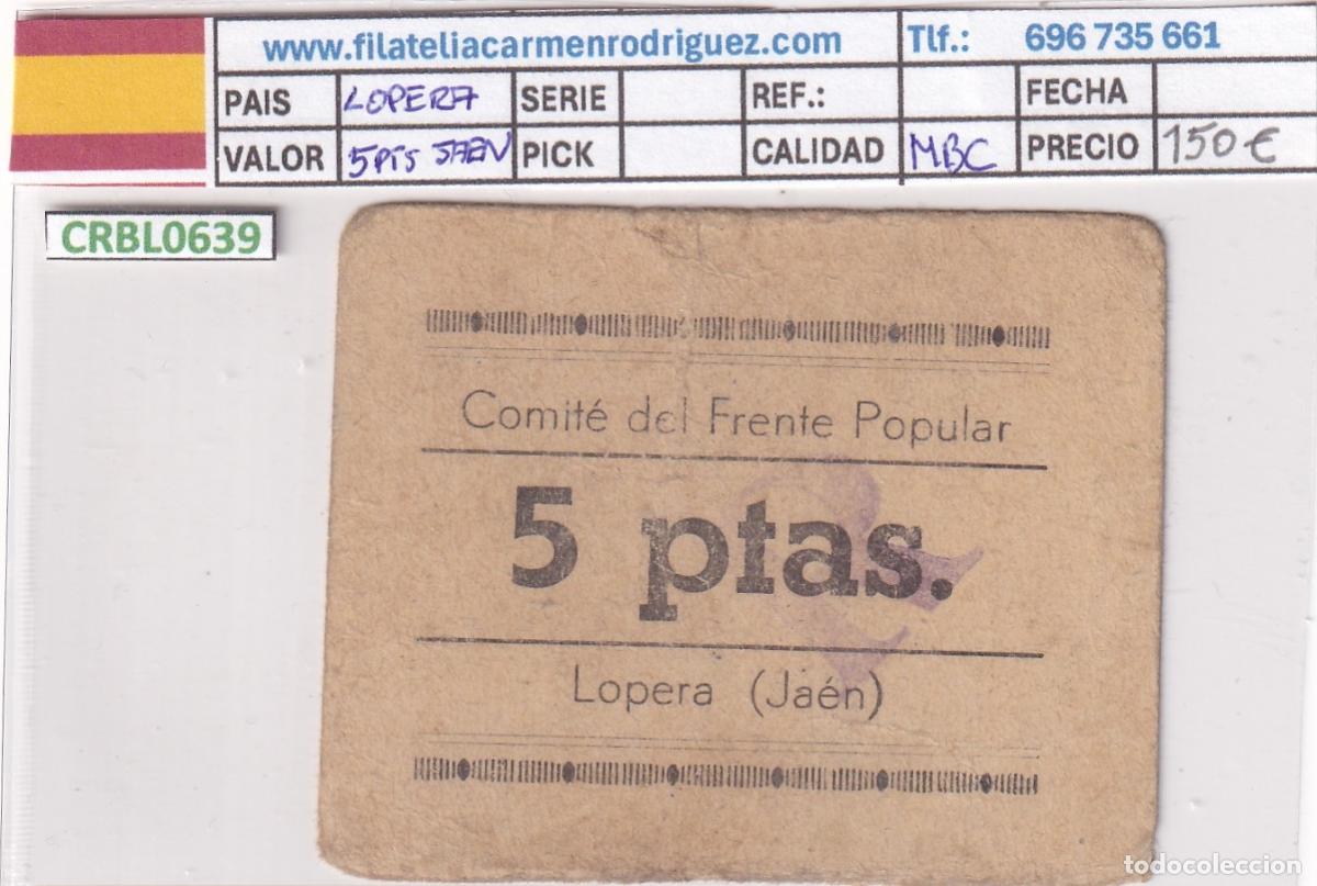 Billetes locales: CRBL0639 BILLETE ESPA&Ntilde;A LOCAL LOPERA (JAEN) 5 PESETAS MBC