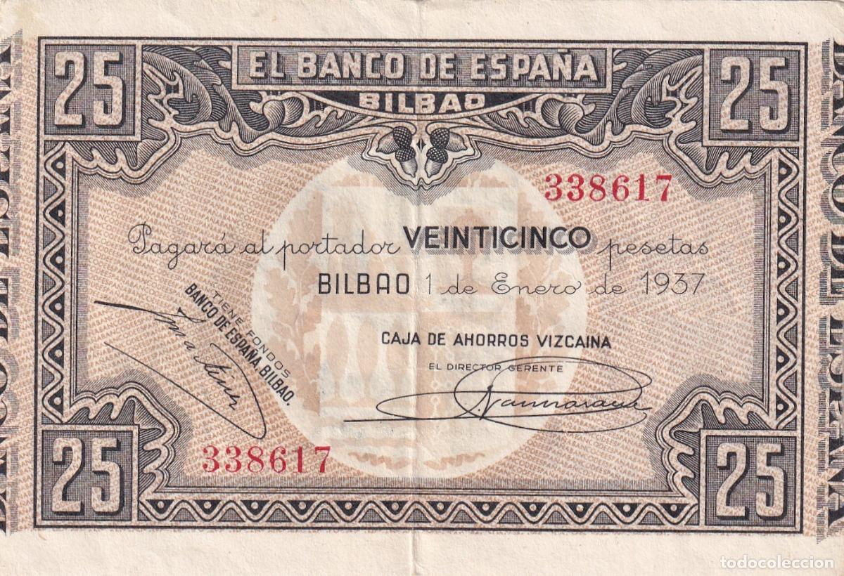 Billetes locales: CRBL0647 BILLETE ESPA&Ntilde;A LOCAL BILBAO 25 PESETAS 1937 SIN SERIE MBC