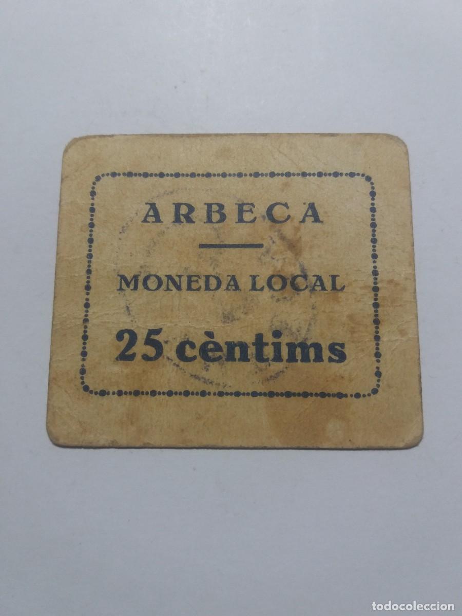 Billetes locales: Billete 25 C&egrave;ntims Moneda Local ARBECA