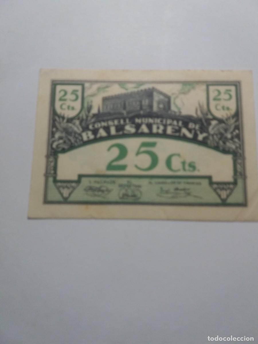 Billetes locales: Billete 25 C&eacute;ntims Consell Municipal BALSARENY