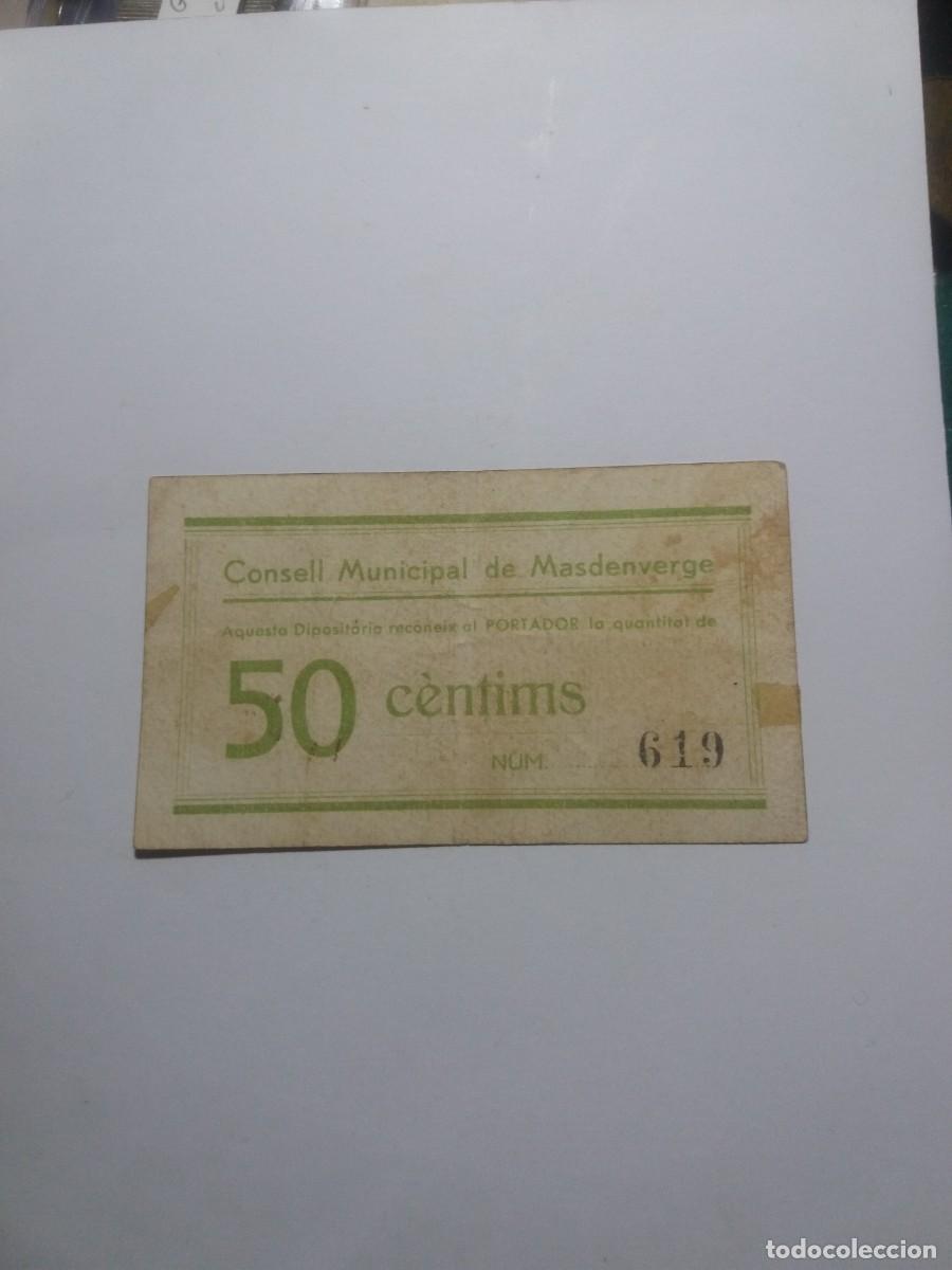 Billetes locales: Billete 50 C&egrave;ntims Consell Municipal MASDENVERGE