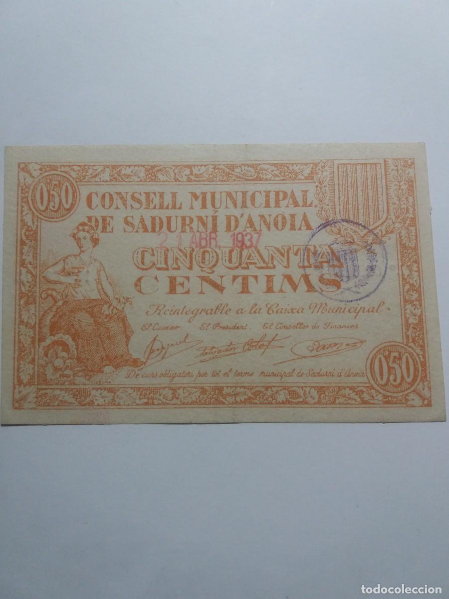 Billetes locales: Billete 25 C&egrave;ntims Consell Municipal SADURN&Iacute; D'ANOIA 21 Abril 1937