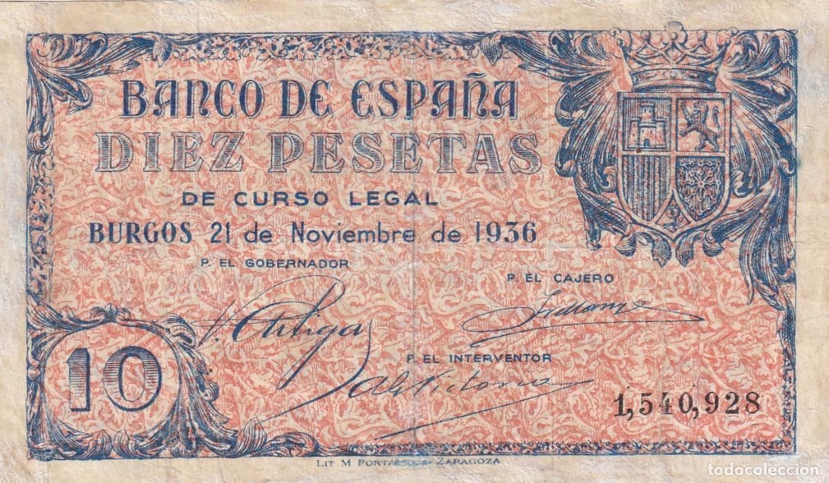 Billetes locales: CRBS2724 BILLETE ESPA&Ntilde;A 10 PESETAS 1937 SIN SERIE RESTAURADO