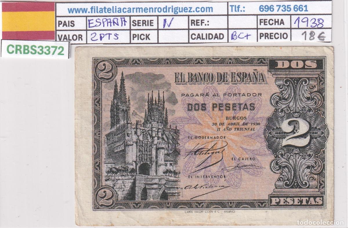 Billetes locales: CRBS3372 BILLETE ESPA&Ntilde;A 2 PESETAS 1938 SERIE N BC+