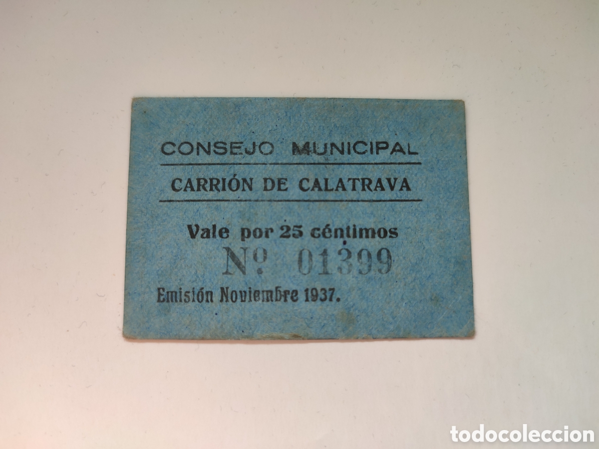Billetes locales: 25 c&eacute;ntimos Carri&oacute;n de Calatrava