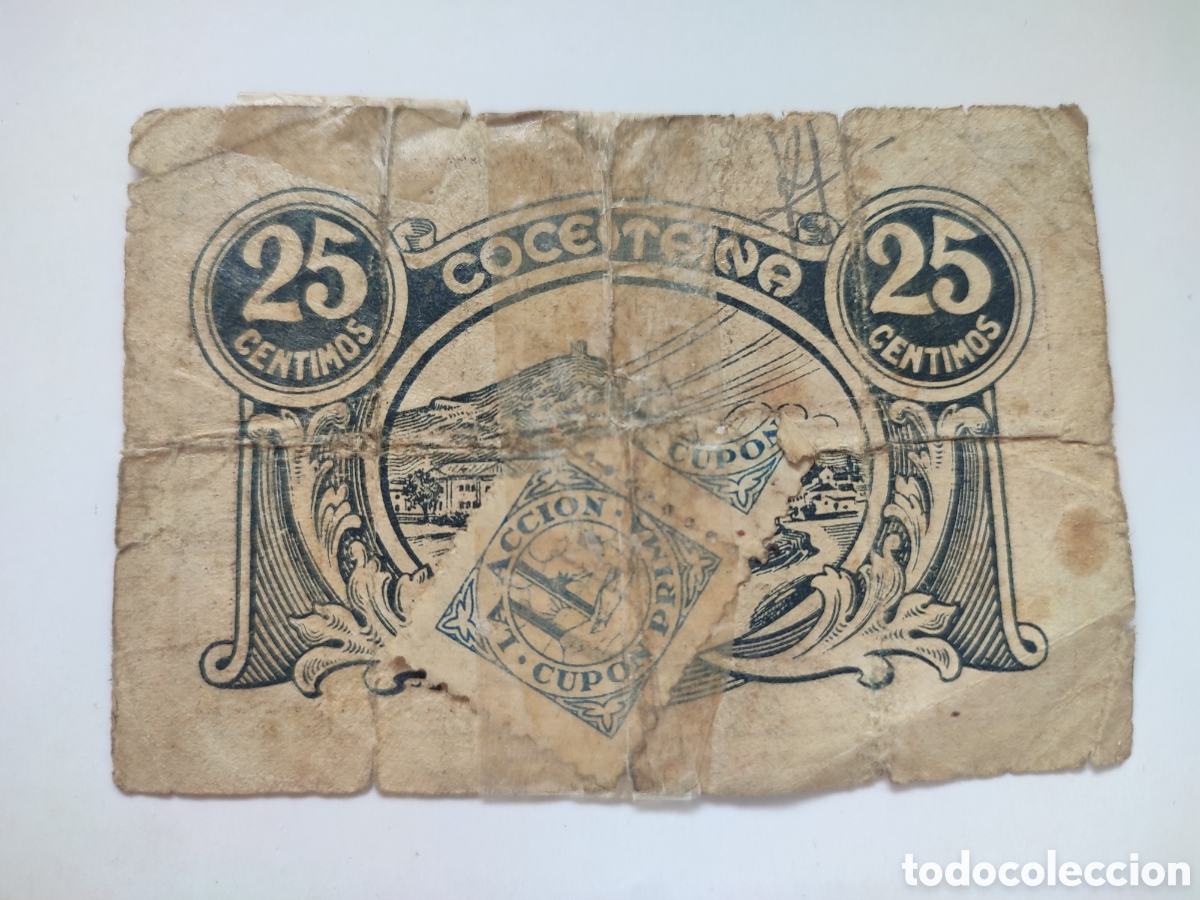 Billetes locales: 25 c&eacute;ntimos de Cocentaina (Alicante) - Foto 2