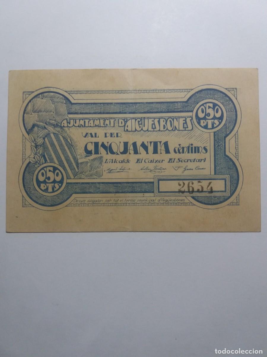 Billetes locales: Billete 5o C&egrave;ntims Ajuntament AIGUESBONES