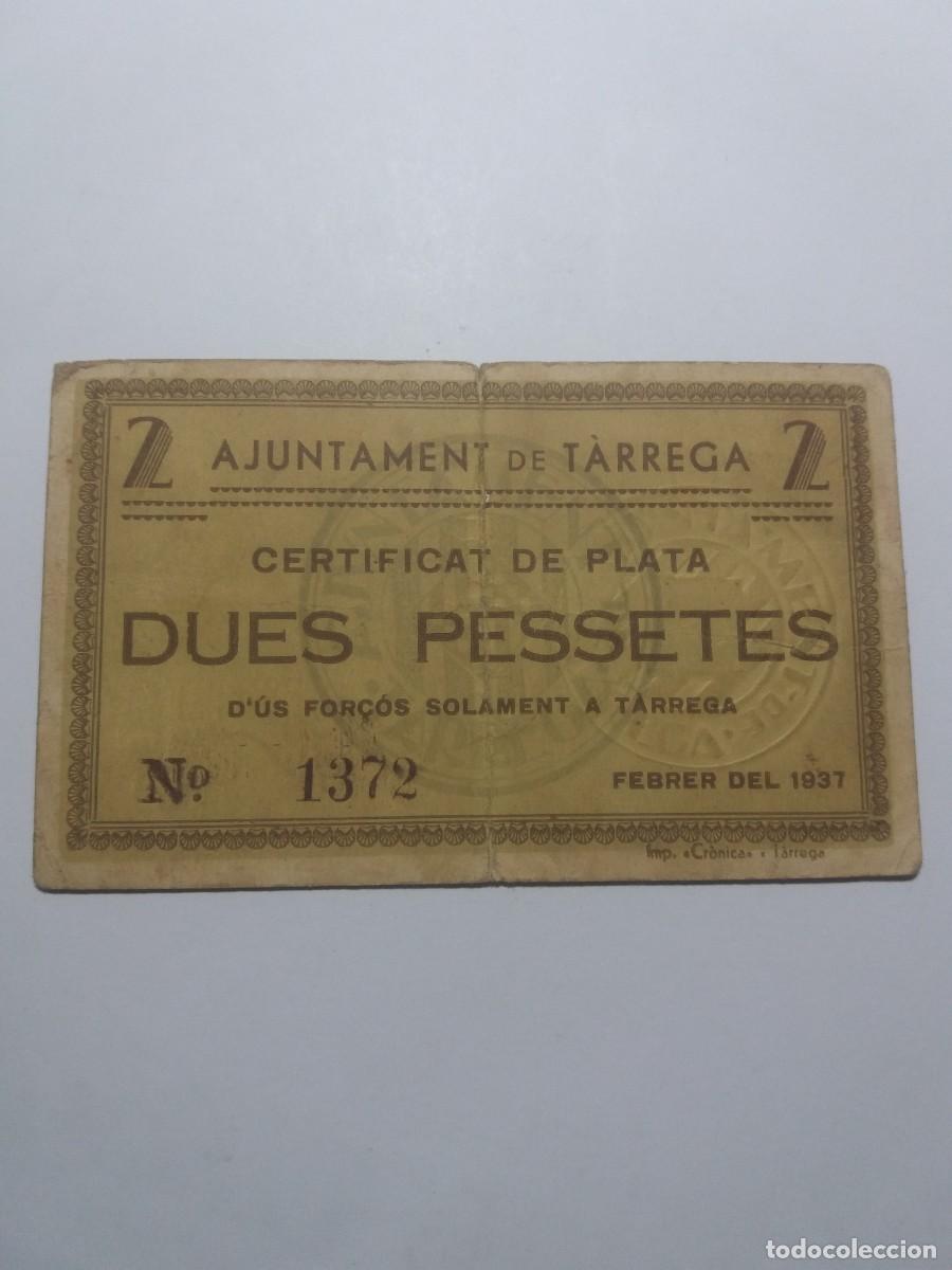 Billetes locales: Billete 2 Pessetes Ajuntament T&Agrave;RREGA Febrer 1937