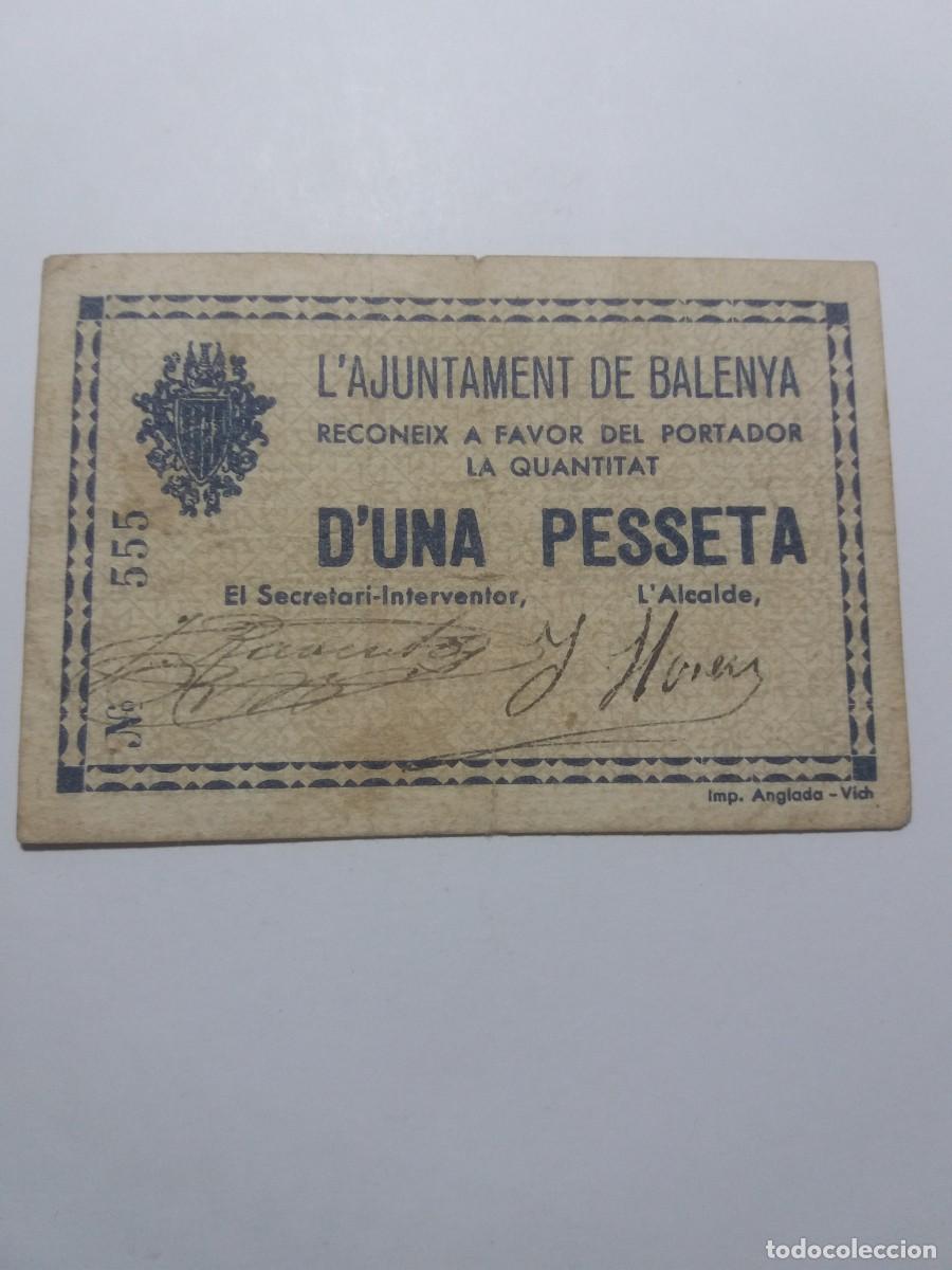 Billetes locales: Billete 1 Pesseta Ajuntament BALENYA