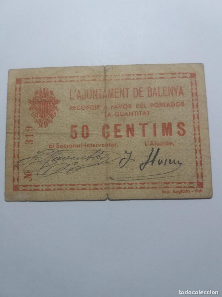 Billetes locales: Billete 50 C&egrave;ntims Ajuntament BALENYA