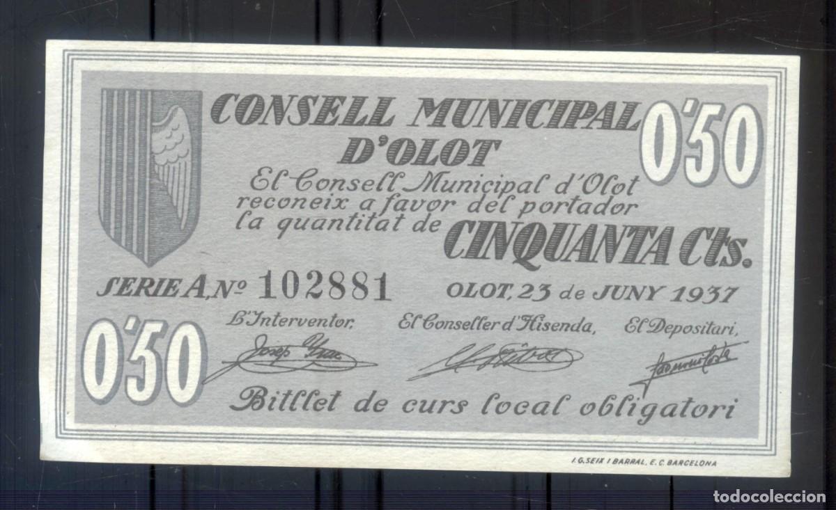 Billetes locales: NUMULITE P0276 Billete Consell Municipal d'olot Olot 0,50 c&egrave;ntims