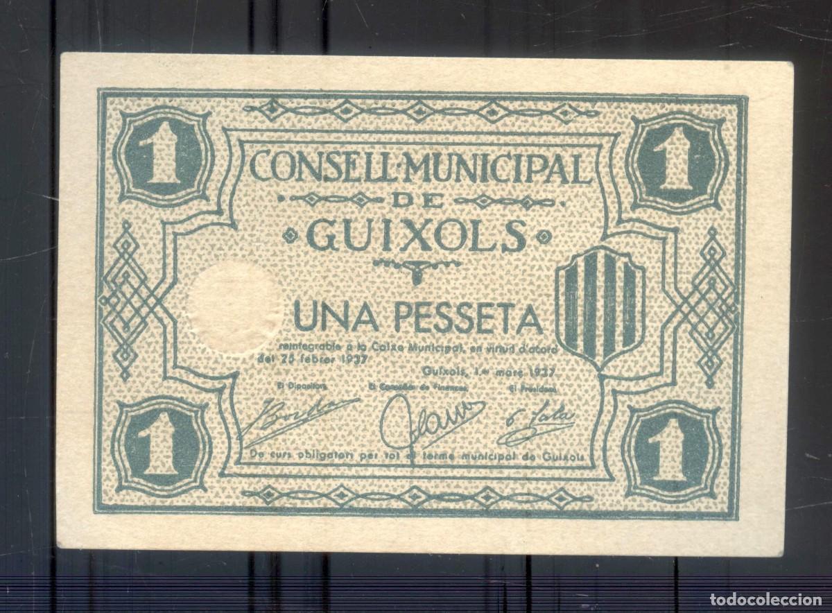 Billetes locales: NUMULITE P0277 Billete Consell municipal de Gu&iacute;xols Una pesseta