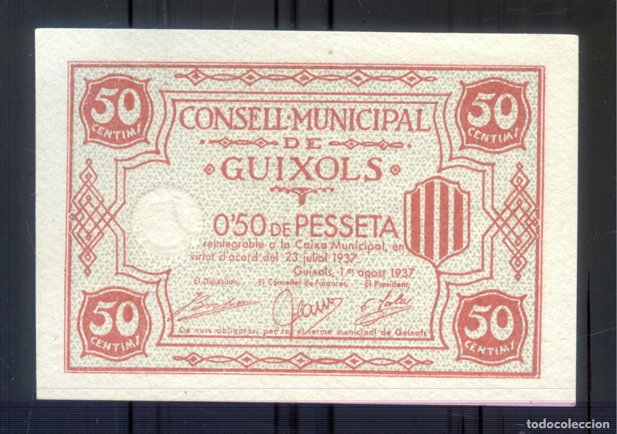 Billetes locales: NUMULITE P0278 Billete Consell municipal de Gu&iacute;xols 50 c&egrave;ntims