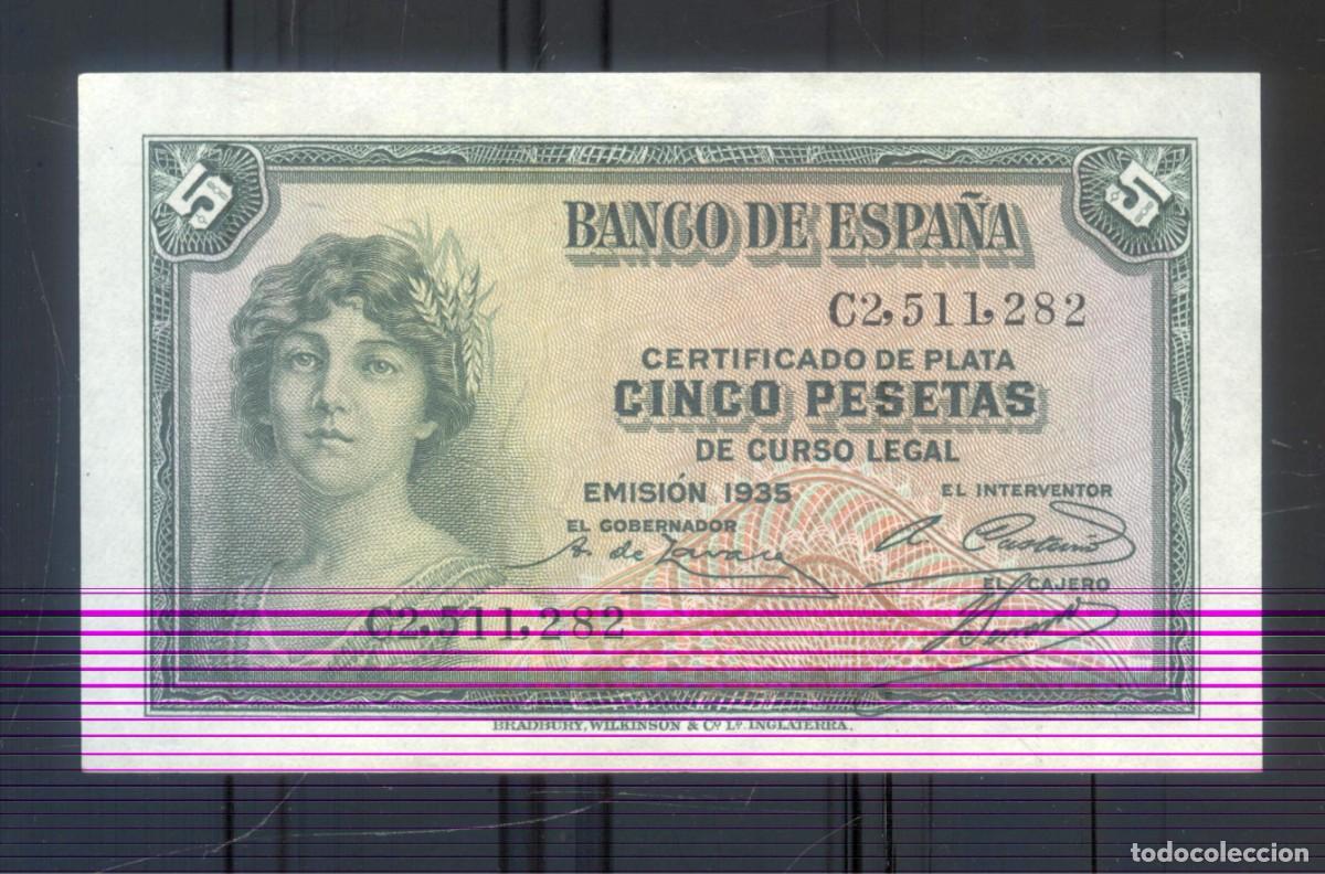 Billetes locales: NUMULITE P0284 Billete Banco de Espa&ntilde;a cinco pesetas 1935