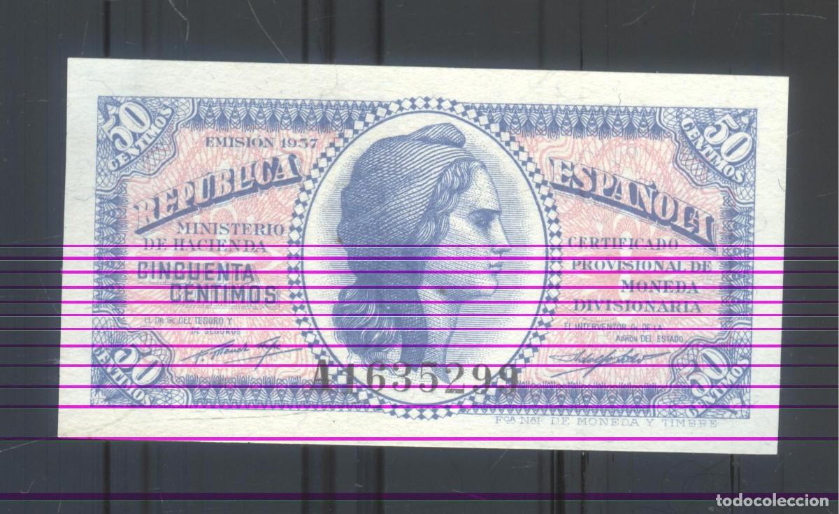 Billetes locales: NUMULITE P0285 Billete rep&uacute;blica espa&ntilde;ola 50 c&eacute;ntimos