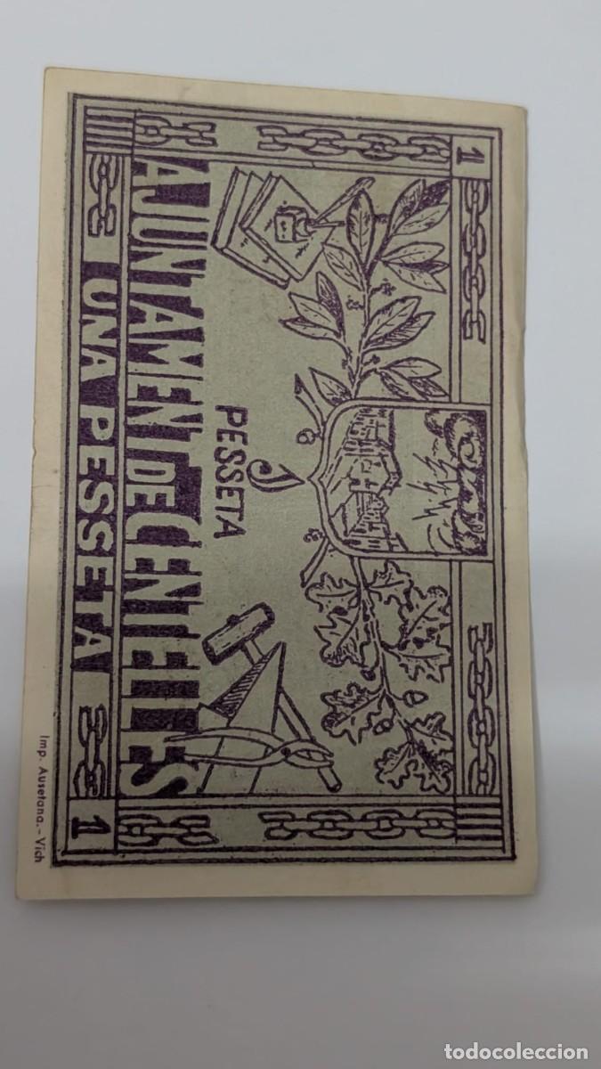 Billetes locales: ANTIGUO BILLETE AJUNTAMENT DE CENTELLES 1 PESSETA UNA PESETA BEC