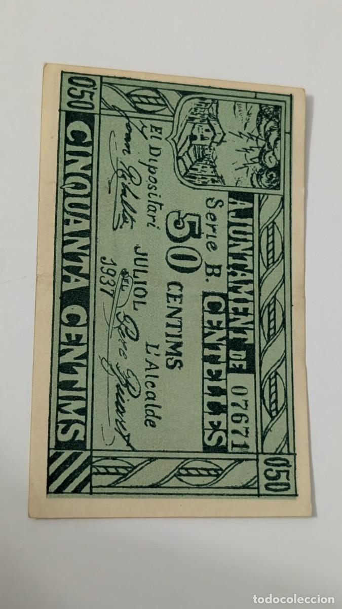 Billetes locales: ANTIGUO BILLETE AJUNTAMENT DE CENTELLES 50 CENTIMS PESSETA CINQUANTA CENTIMS PESETA BEC