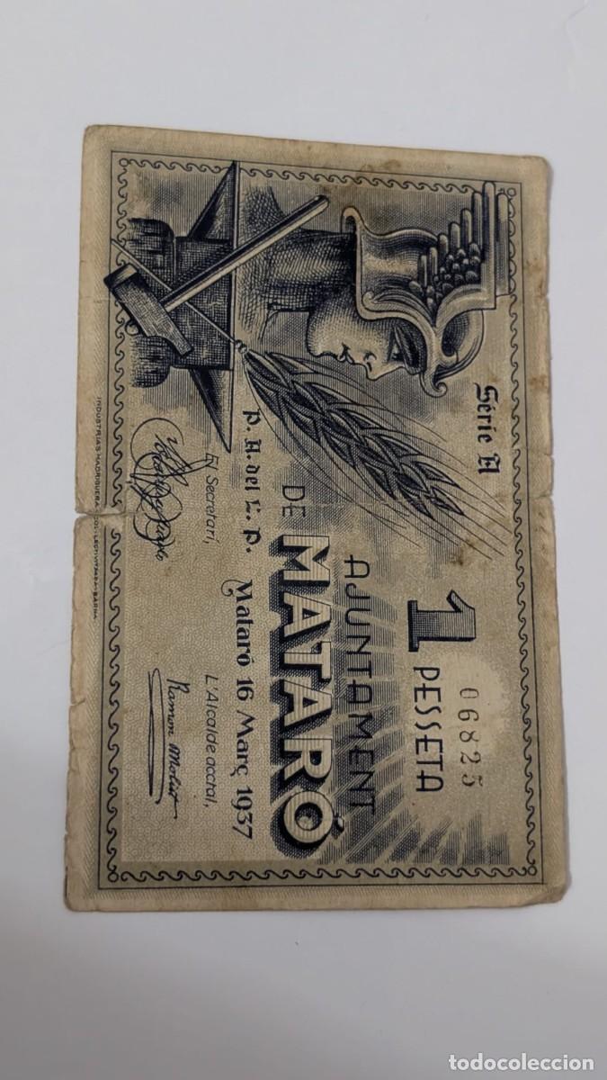 Billetes locales: ANTIGUO BILLETE AJUNTAMENT DE MATARO 1 PESSETA UNA PESETA