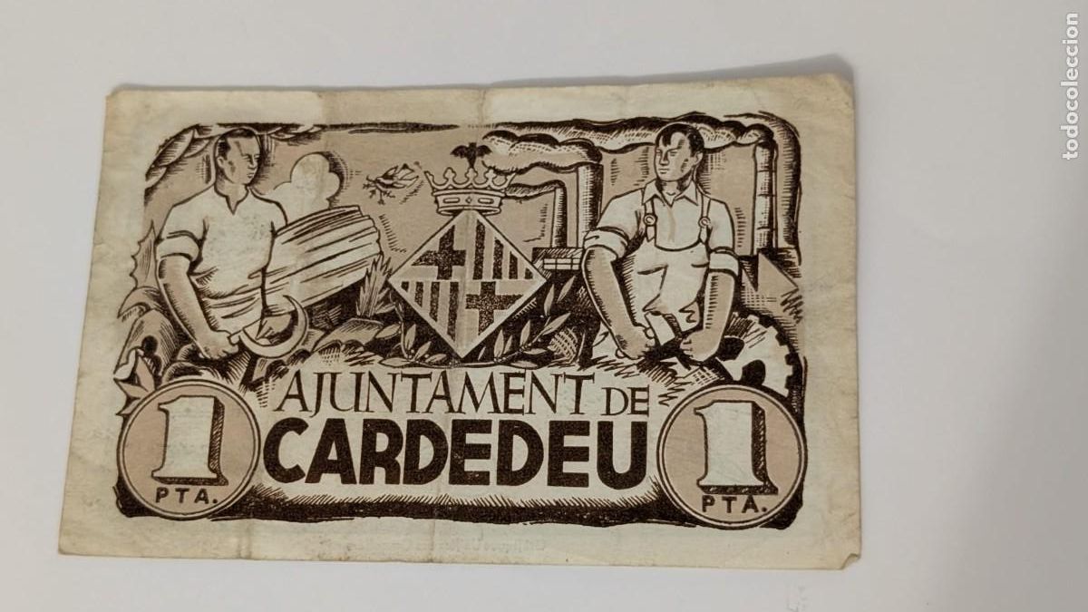 Billetes locales: ANTIGUO BILLETE AJUNTAMENT DE CARDEDEU 1 PESSETA UNA PESETA MBEC
