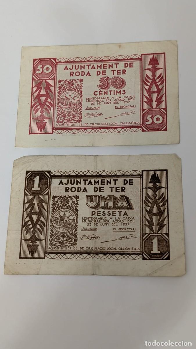 Billetes locales: LOTE 2 ANTIGUOS BILLETES AJUNTAMENT DE RODA DE TER 1 PESSETA 50 CENTIMOS PESETA CENTIMS PESSETA