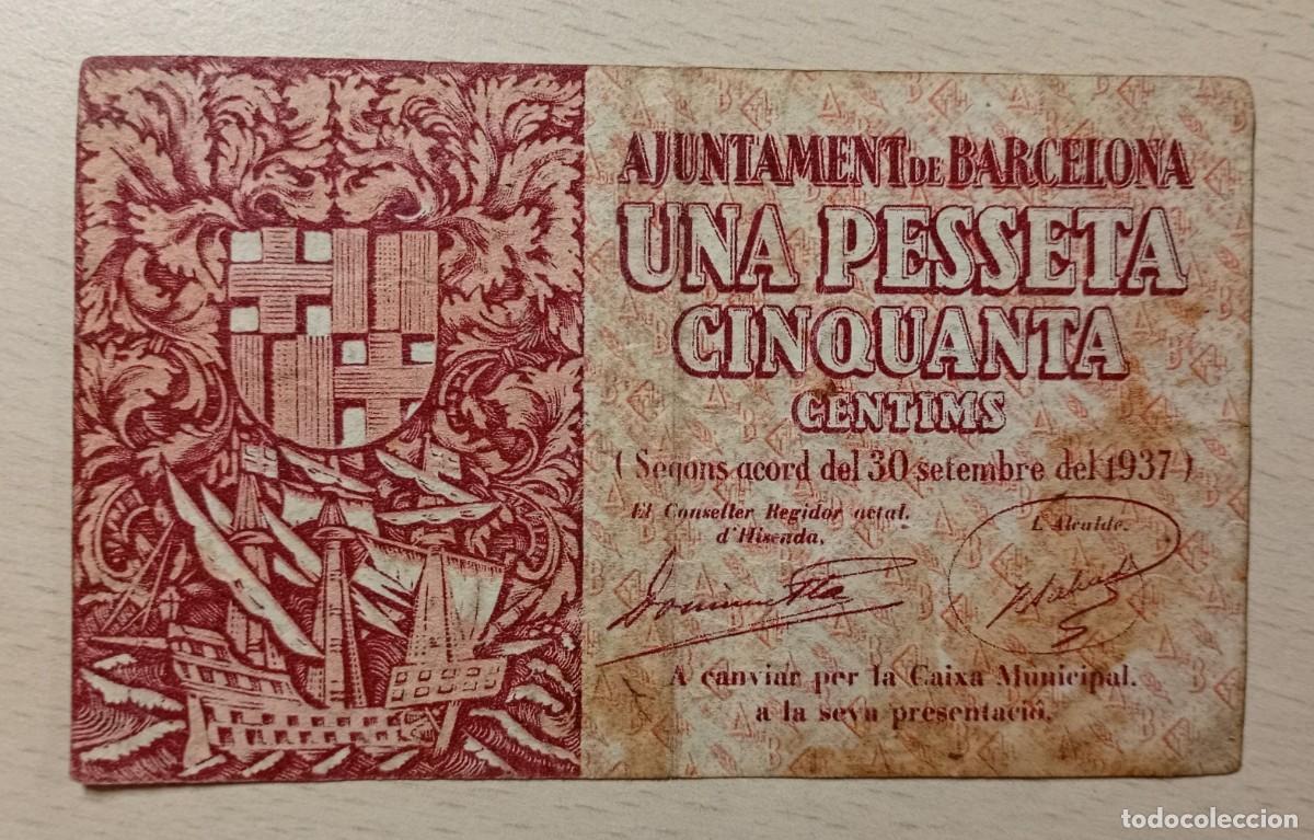 Billetes locales: BARCELONA. AJUNTAMENT, 1,50 PESSETES.