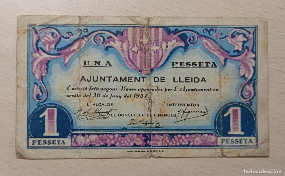 Billetes locales: LLEIDA. AJUNTAMENT. 1 PESSETA