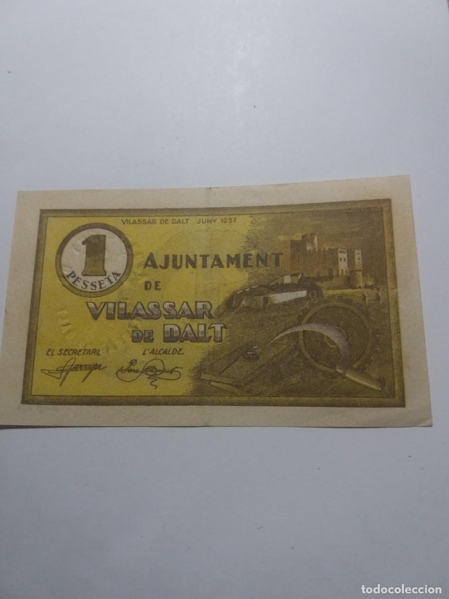 Billetes locales: Billete 1 Pesseta Ajuntament VILASSAR de DALT Juny 1937
