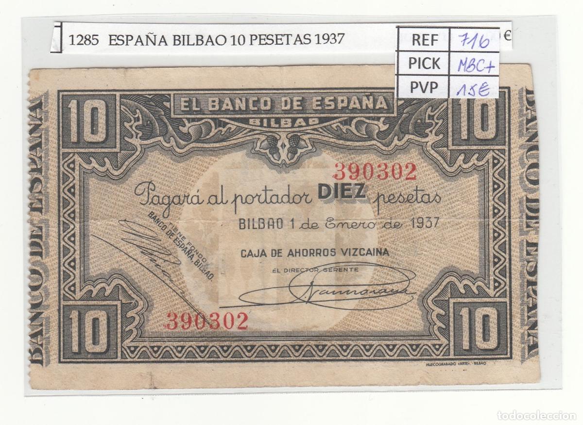 Billetes locales: CRJ1285 BILLETE ESPA&Ntilde;A BILBAO 10 PESETAS 1937 P-S562g MBC+
