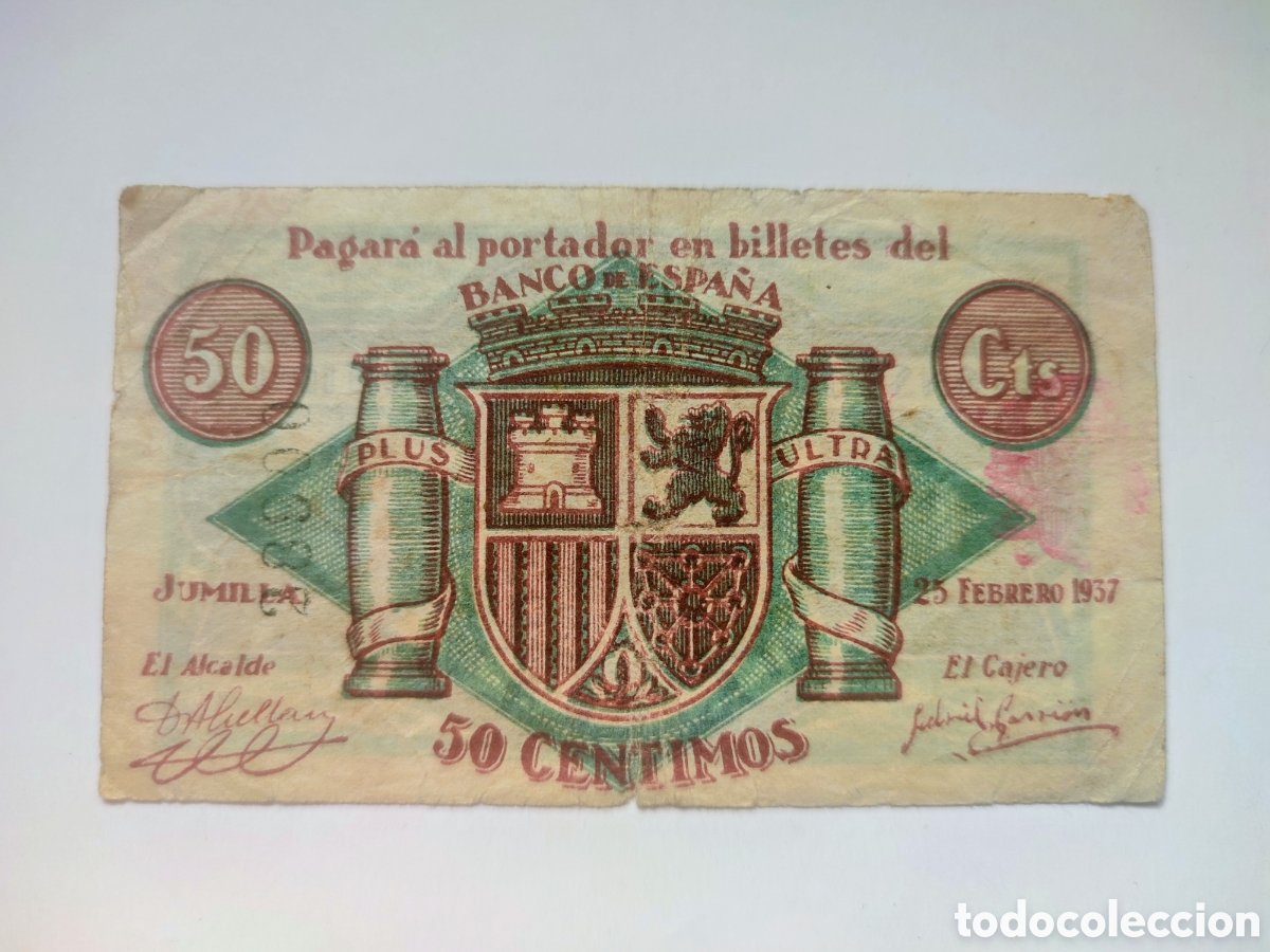 Billetes locales: 50 c&eacute;ntimos de Jumilla (Murcia)