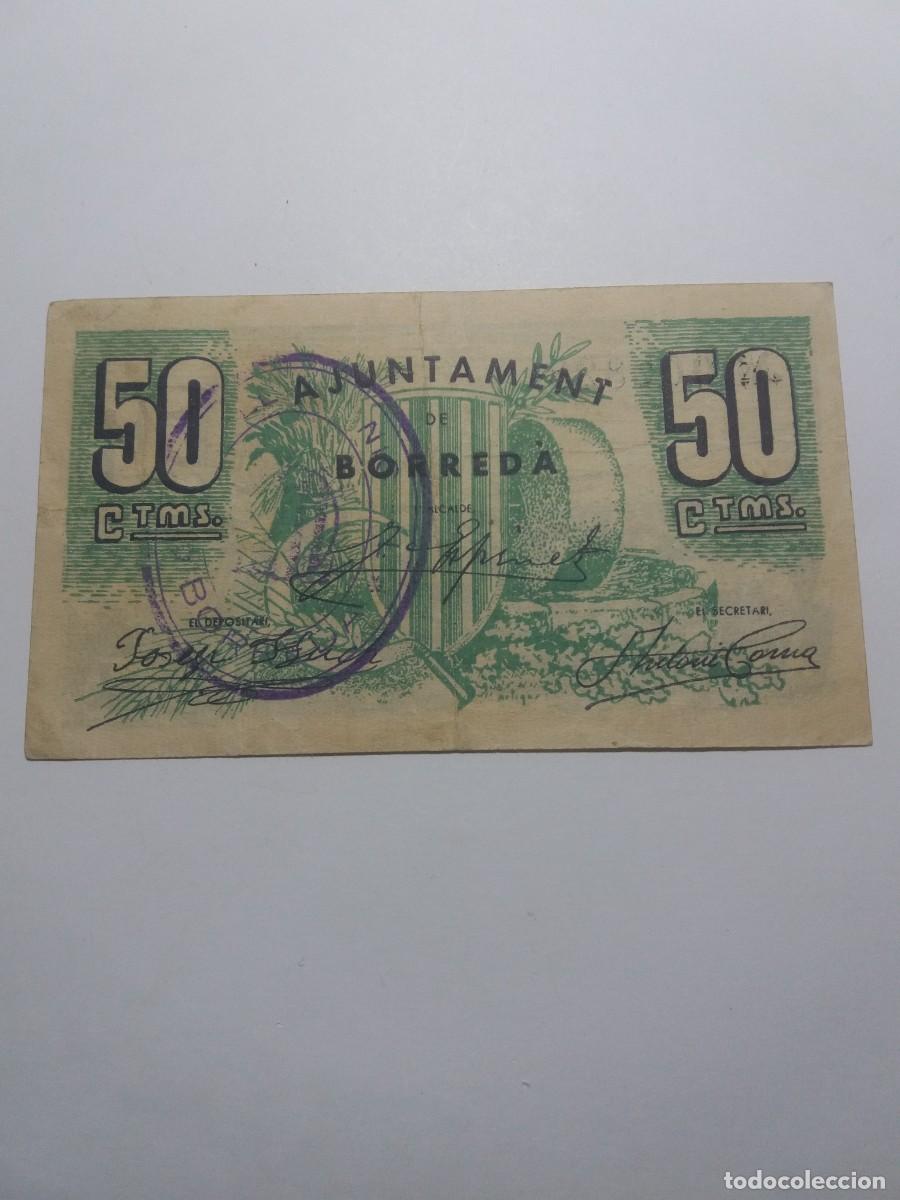 Billetes locales: Billete 50 C&egrave;ntims Ajuntament BORRED&Aacute;