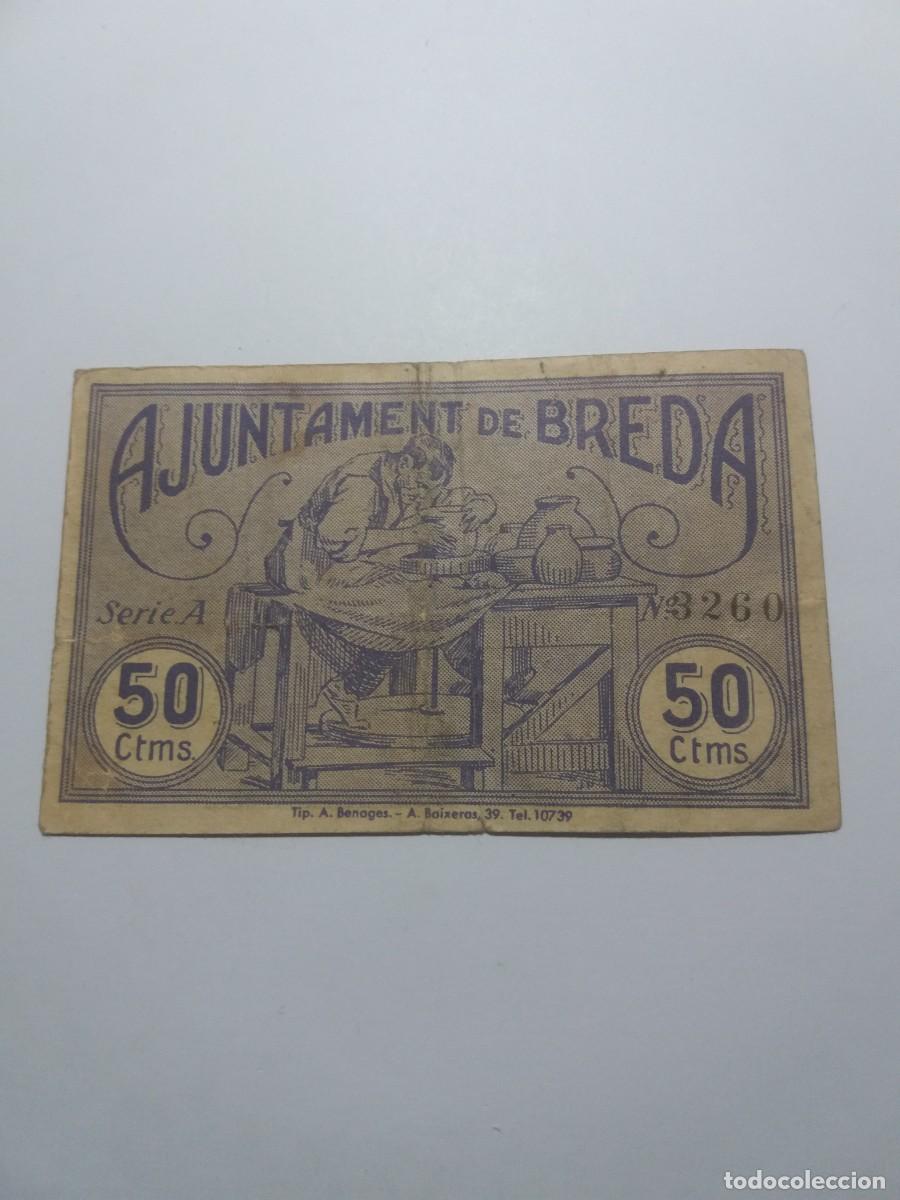 Billetes locales: Billete 50 C&egrave;ntims Ajuntament BREDA 11 Maig 1937