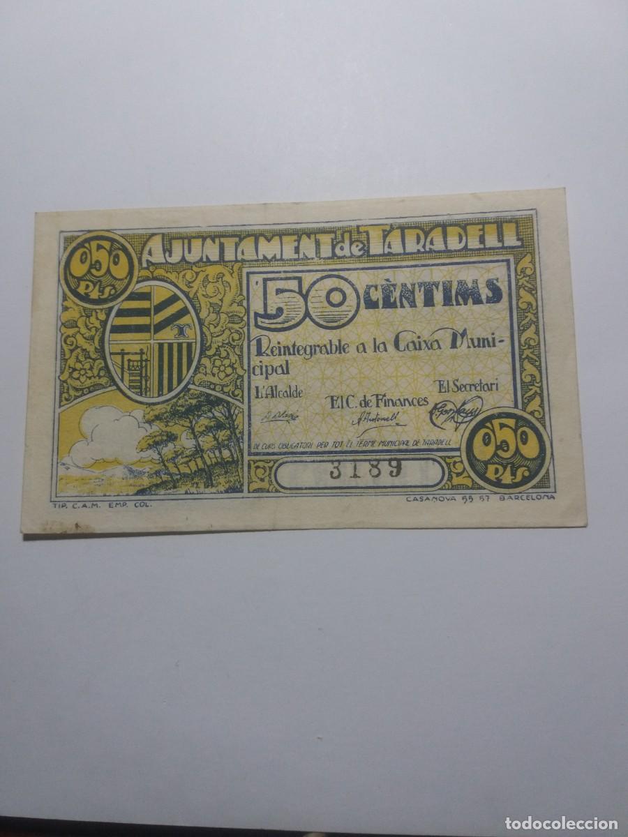 Billetes locales: Billete 50 C&egrave;ntims Ajuntament TARADELL