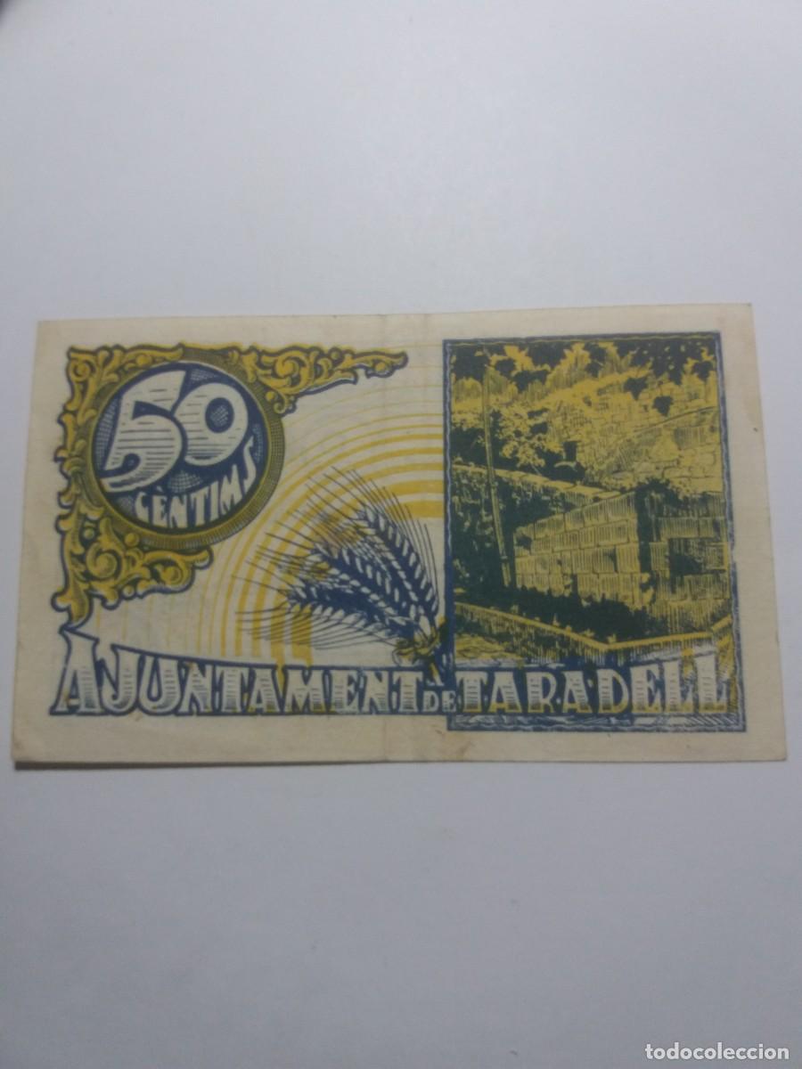 Billetes locales: Billete 50 C&egrave;ntims Ajuntament TARADELL - Foto 2