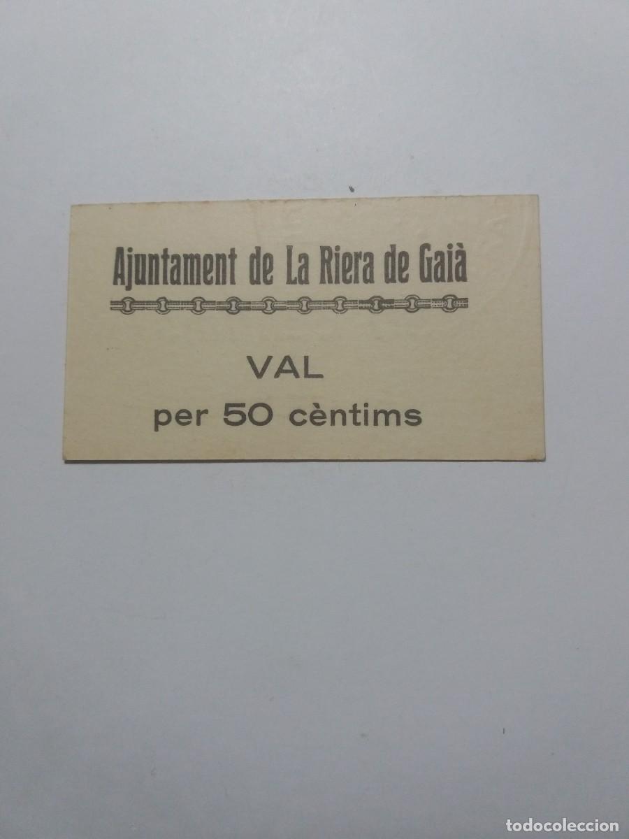 Billetes locales: Billete 50 C&egrave;ntims Ajuntament LA RIERA DE GAI&Agrave;