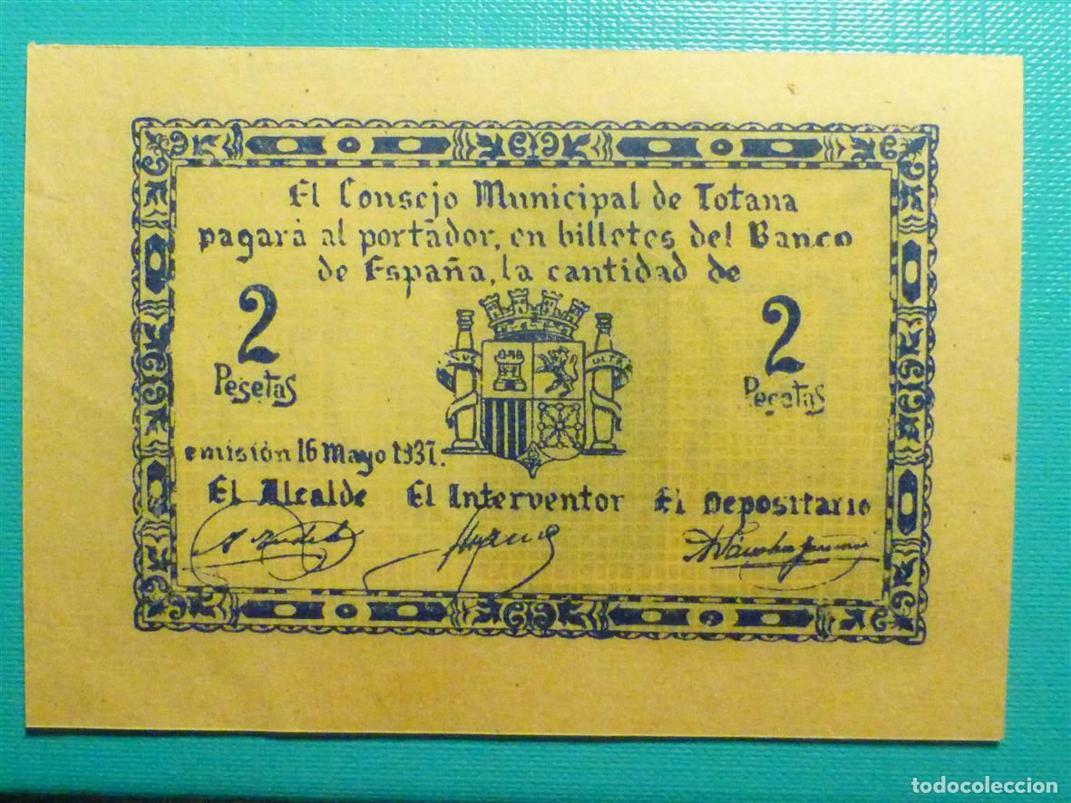 Billetes locales: Billete Local - Consejo Municipal de Totana - A&ntilde;o 1.937 - 2 Pesetas - Plancha