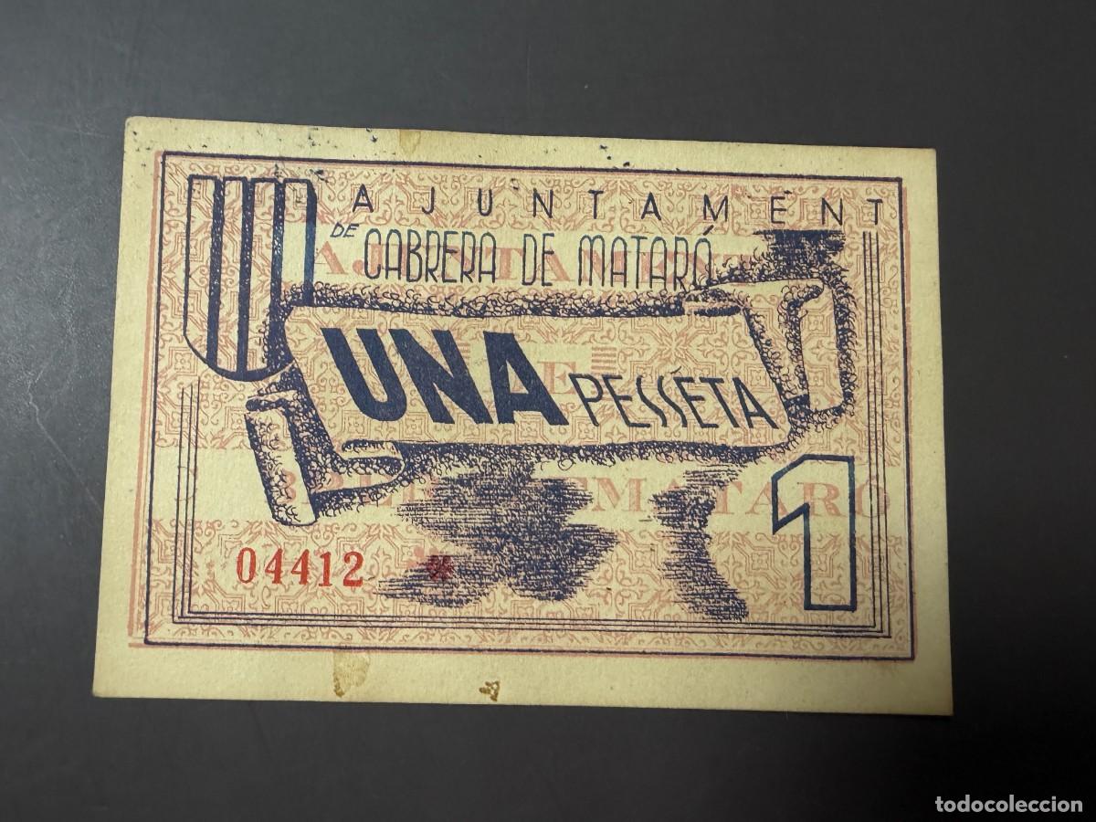 Billetes locales: BILLETE LOCAL 1 PESETA CABRERA DE MATAR&Oacute; BARCELONA &ndash; N&ordm; 04412 &ndash; GUERRA CIVIL 1937