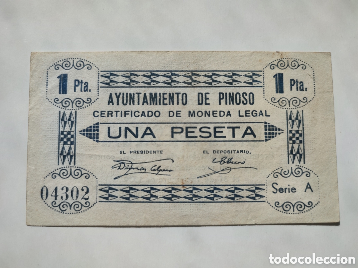 Billetes locales: 1 peseta de Pinoso (Alicante)
