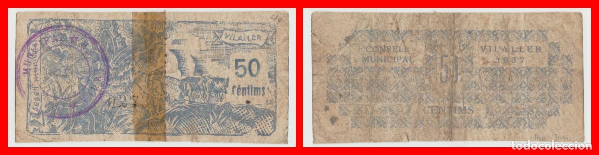 Billetes locales: Vilaller. (Lleida) - 50 centimos - 2&ordf; Emision ctms en minusculas - Serie 0.273 - Sello de imprenta