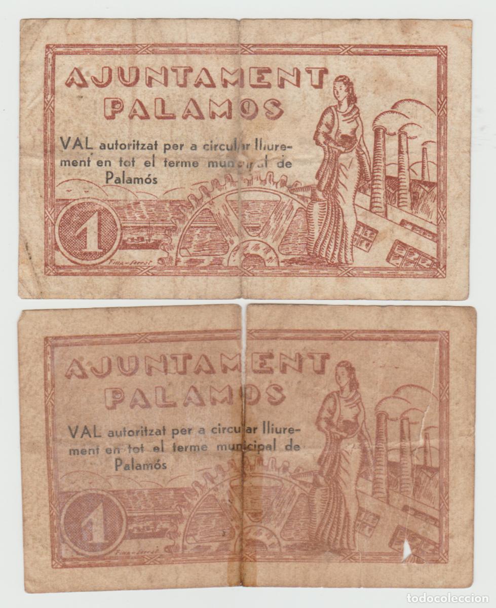 Billetes locales: Palamos (Girona) - Lote 1 peseta serie A Y B - 1&ordf; Emision del 11 de Mayo 1937