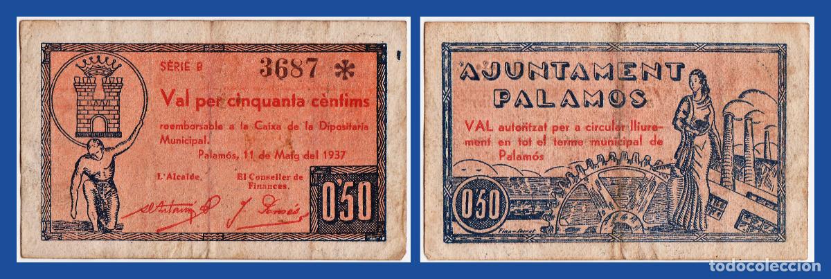 Billetes locales: Palamos. (Girona) - 50 centimos - 2&ordf; mision del 11 de Mayo del 37 - Serie B 3.687